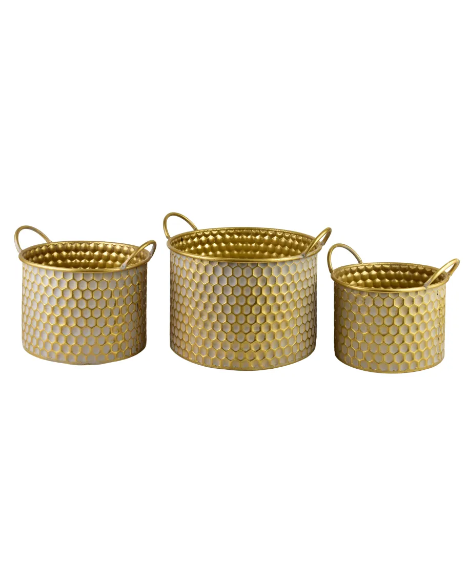 HEXAGONE GLOW Komplet 3 osłonekXL:33X37X23/28CM L:27X31X20/25CM M:23,5X27X18/22CM uchwyt
