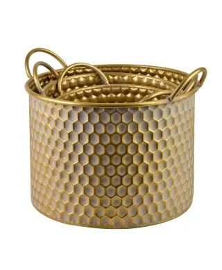 HEXAGONE GLOW Komplet 3 osłonekXL:33X37X23/28CM L:27X31X20/25CM M:23,5X27X18/22CM uchwyt
