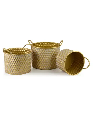HEXAGONE GLOW Komplet 3 osłonekXL:33X37X23/28CM L:27X31X20/25CM M:23,5X27X18/22CM uchwyt