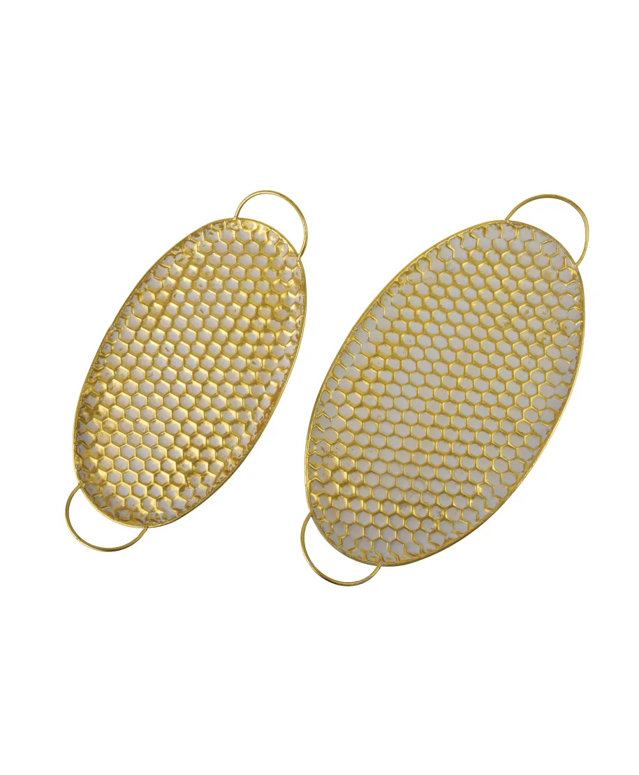 HEXAGONE GLOW Komplet 2 tac dekoracyjnych owalne 51x30x3/45x24x3cm