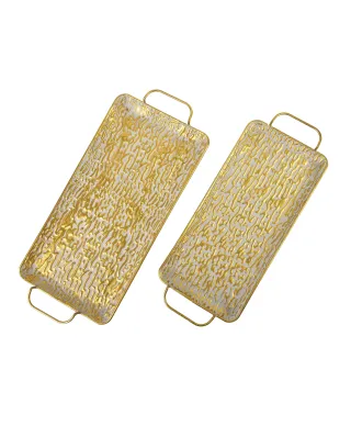 VINTAGE GLOW Komplet 2 tac dekoracyjnych prostokąt 54x26xh2,5/47x22x2,5cm