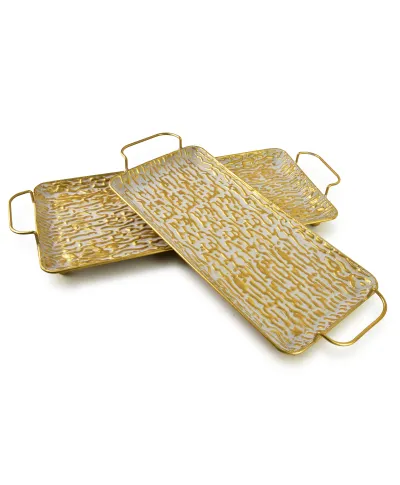 VINTAGE GLOW Komplet 2 tac dekoracyjnych prostokąt 54x26xh2,5/47x22x2,5cm