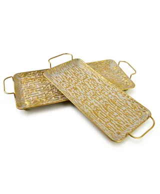 VINTAGE GLOW Komplet 2 tac dekoracyjnych prostokąt 54x26xh2,5/47x22x2,5cm