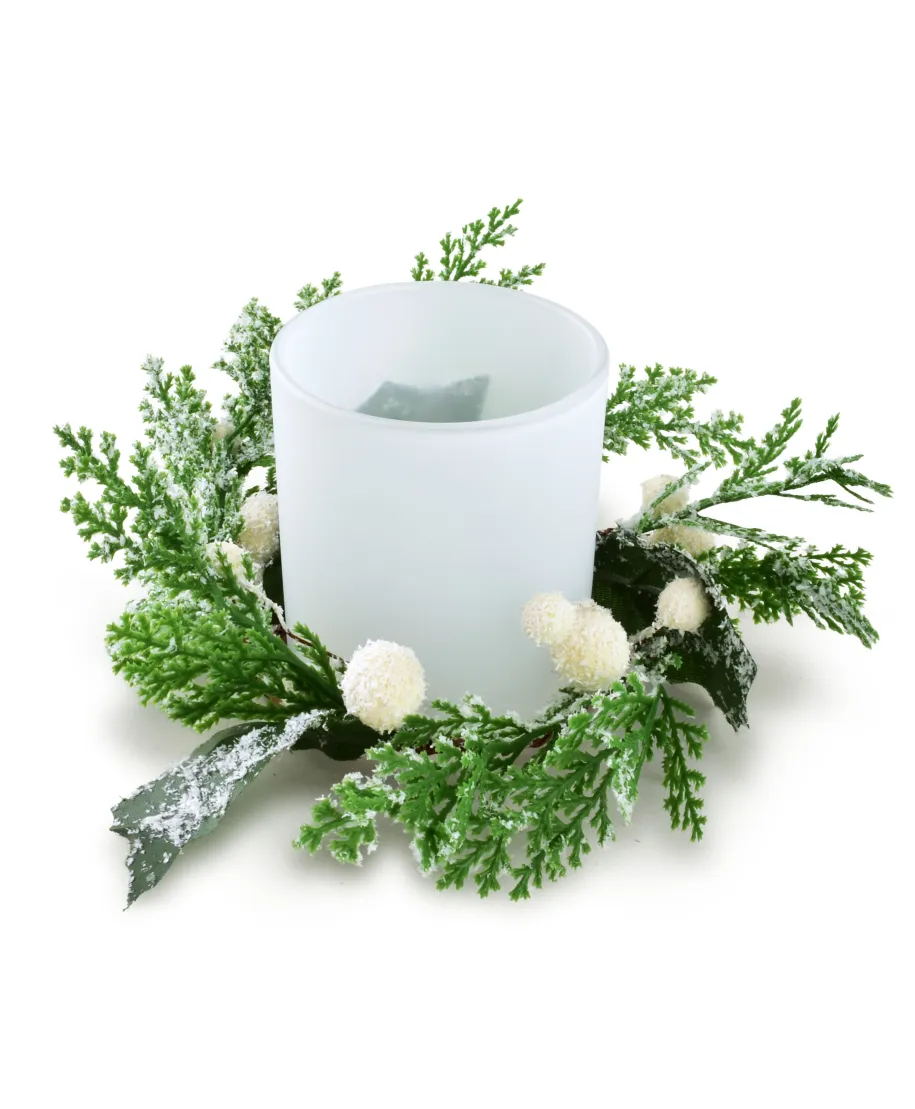 SANTA LILA Świecznik ozdobny 7x8cm z dekoracją wkład Led