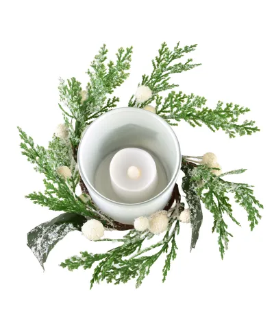 SANTA LILA Świecznik ozdobny 7x8cm z dekoracją wkład Led