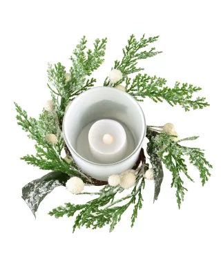 SANTA LILA Świecznik ozdobny 7x8cm z dekoracją wkład Led