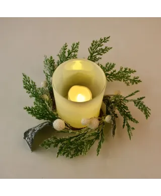 SANTA LILA Świecznik ozdobny 7x8cm z dekoracją wkład Led