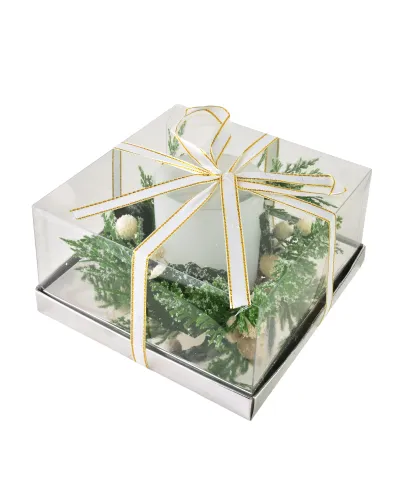 SANTA LILA Świecznik ozdobny 7x8cm z dekoracją wkład Led