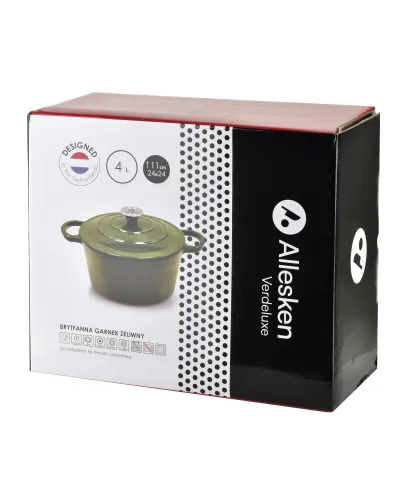 VERDELUXE Brytfanna żeliwna emaliowna ok 24x31xh17cm z pokrywą 4L