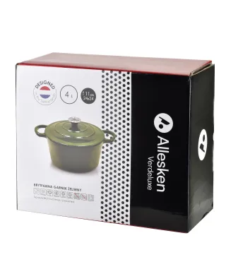 VERDELUXE Brytfanna żeliwna emaliowna ok 24x31xh17cm z pokrywą 4L