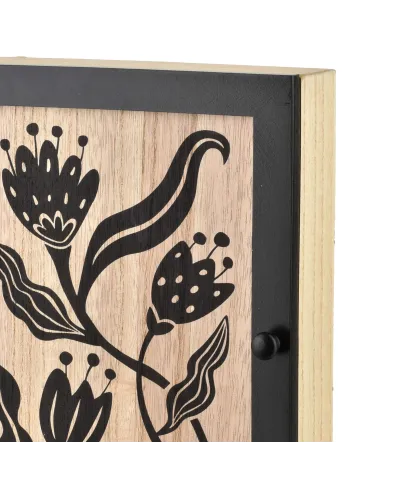 STACY Skrzynka na klucze 26x20x5,5cm czarne kwiaty