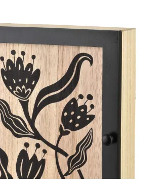 STACY Skrzynka na klucze 26x20x5,5cm czarne kwiaty