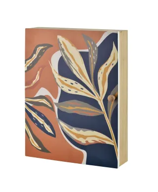 STACY Skrzynka na klucze 26x20x5,5cm liście miodowo-granatowe