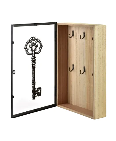 STACY Skrzynka na klucze 30x20x5,5cm klucz+szklane drzwiczki