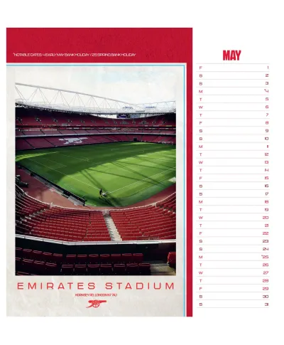 Arsenal FC - biurkowy kalendarz 2026