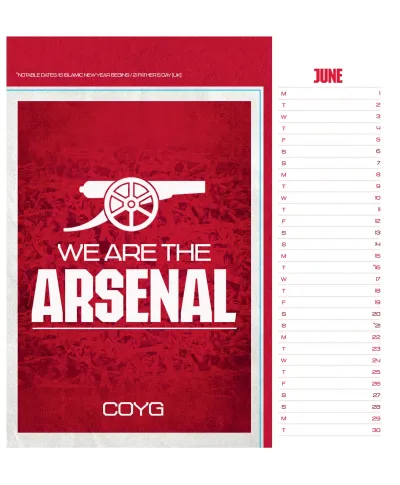 Arsenal FC - biurkowy kalendarz 2026