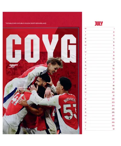 Arsenal FC - biurkowy kalendarz 2026