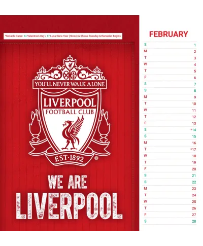 Liverpool FC - biurkowy kalendarz 2026