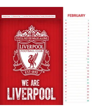 Liverpool FC - biurkowy kalendarz 2026