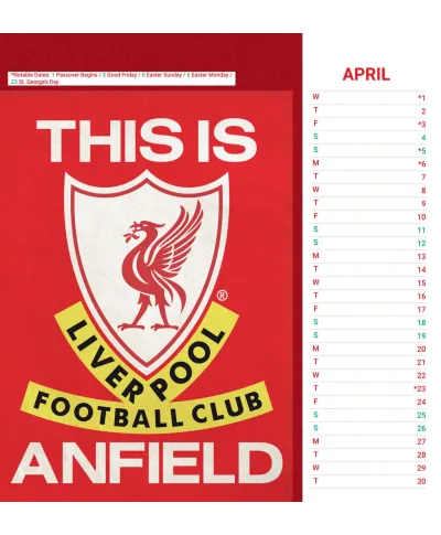 Liverpool FC - biurkowy kalendarz 2026