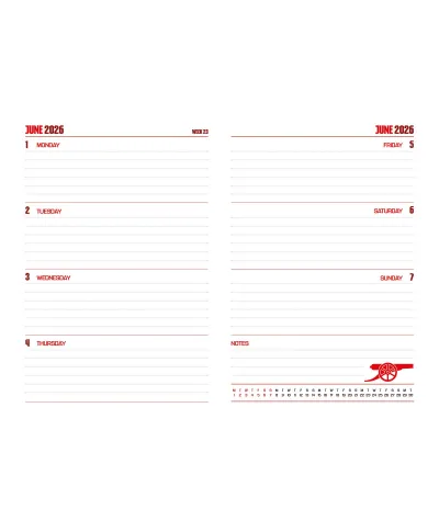 Arsenal FC - kalendarz książkowy A5 2026