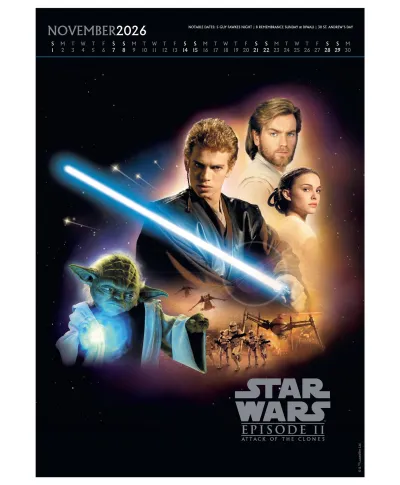 Star Wars Gwiezdne Wojny - kalendarz A3 na 2026 rok