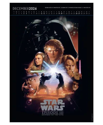 Star Wars Gwiezdne Wojny - kalendarz A3 na 2026 rok