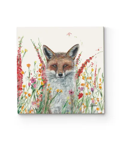 Fox In Flowers - obraz na płótnie