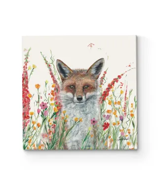 Fox In Flowers - obraz na płótnie