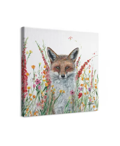 Fox In Flowers - obraz na płótnie