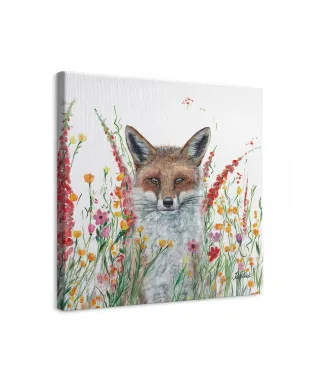 Fox In Flowers - obraz na płótnie