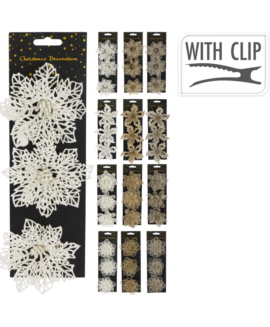 Kwiat na klipsie z brokatem