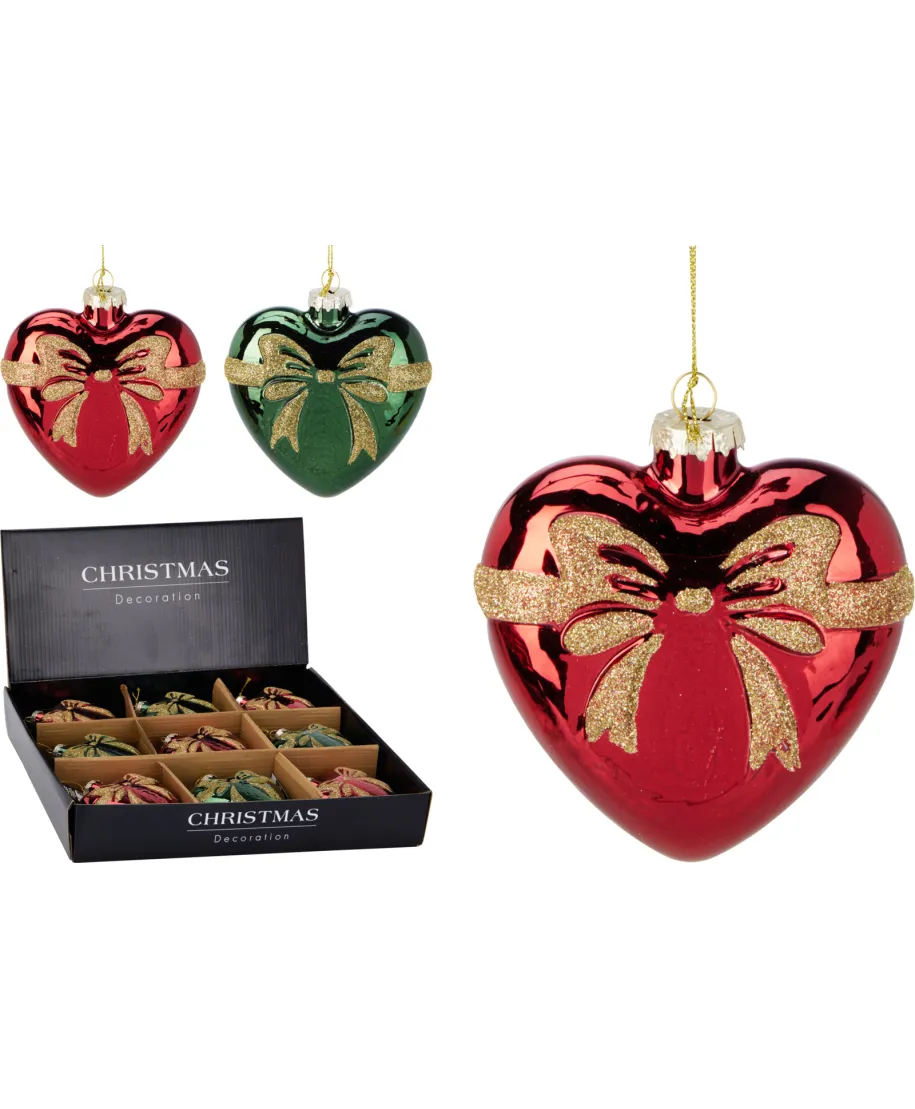 Bombka serce z kokardką 100MM KOKARDKA 2