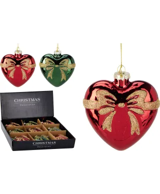 Bombka serce z kokardką 100MM KOKARDKA 2