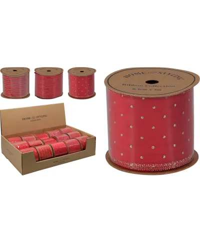 WSTĄŻKA 6,3 CM X 3 M CZERWONA 3ASS