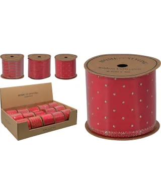 WSTĄŻKA 6,3 CM X 3 M CZERWONA 3ASS