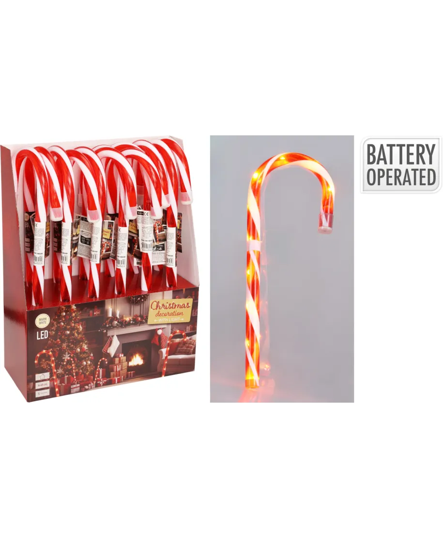 Laska cukrowa LED 45 cm czerwono-biała