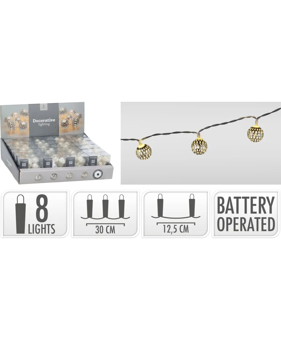 Łańcuch LED Z METALOWYMI DEKORACJAMI