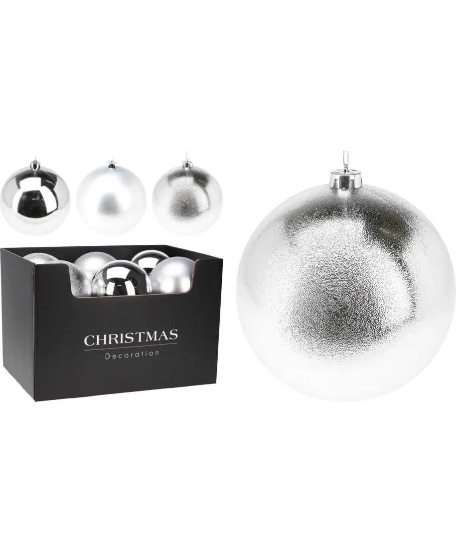 Bombka świąteczna 180mm srebrna 3ass