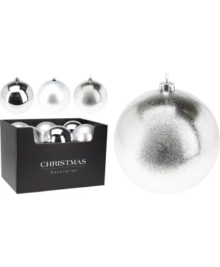 Bombka świąteczna 180mm srebrna 3ass