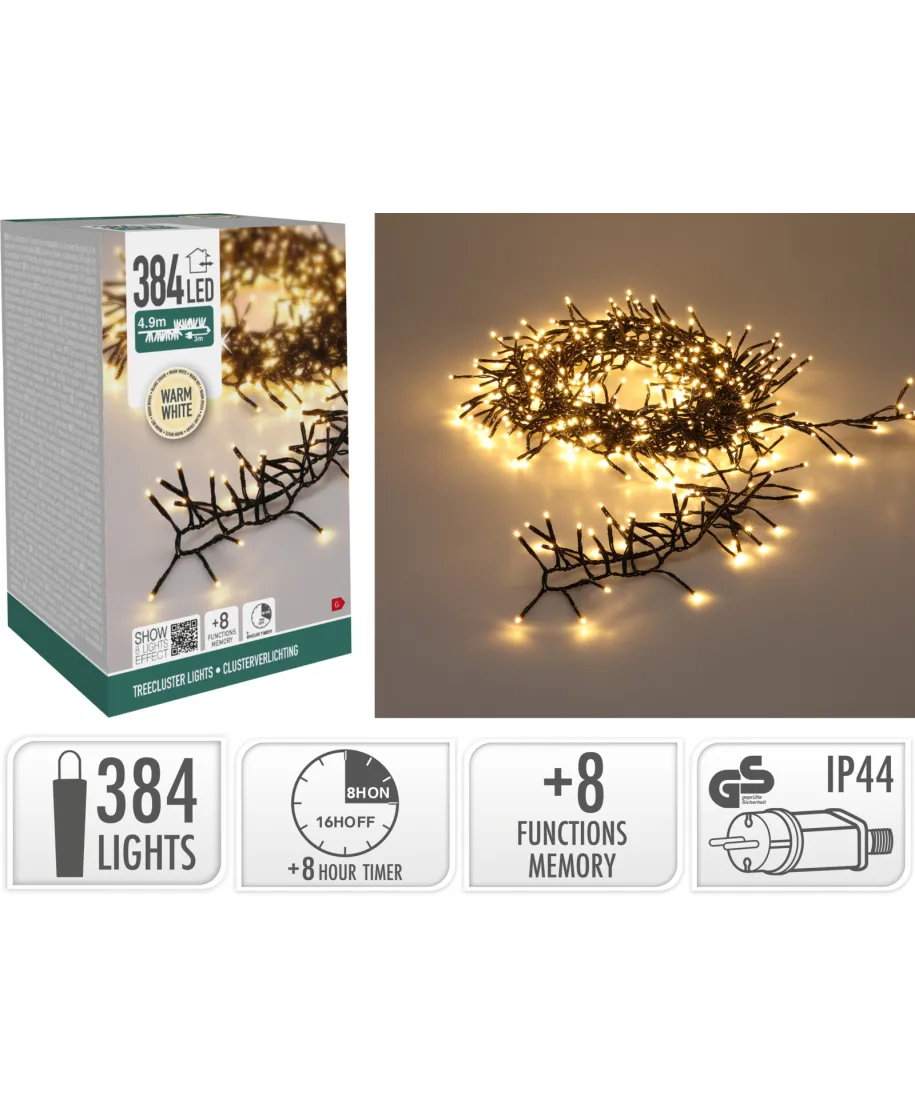 Łańcuch świetlny 384LED CIEPŁA BIEL