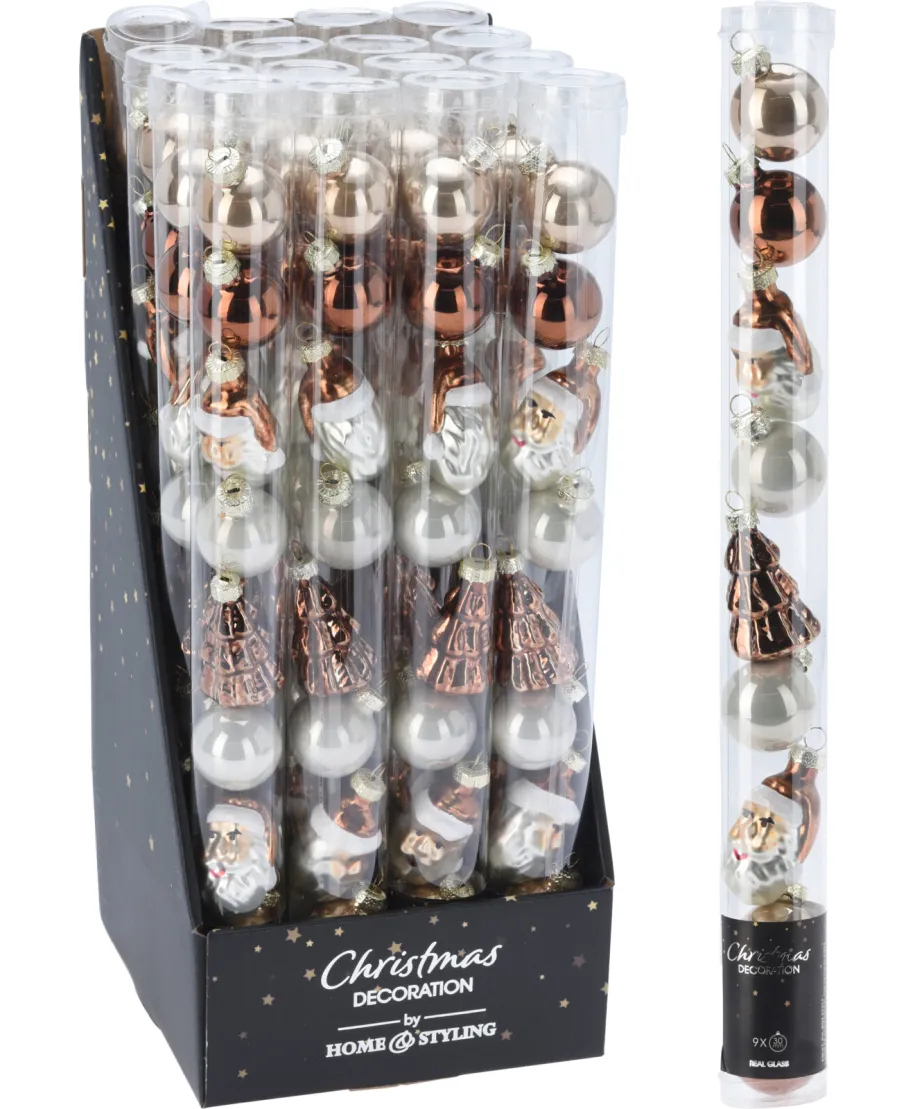 Zestaw bombek świątecznych 30mm 9 sztuk