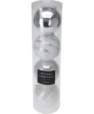 Bombka świąteczna 4sztuki 15cm srebrna