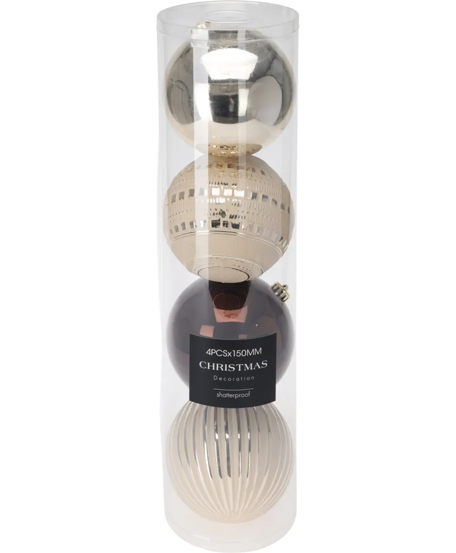 Bombka świąteczna 4sztuki 4x150mm bursztynowa