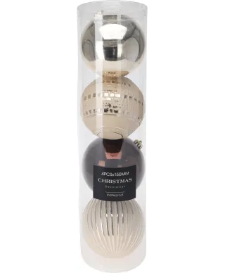 Bombka świąteczna 4sztuki 4x150mm bursztynowa