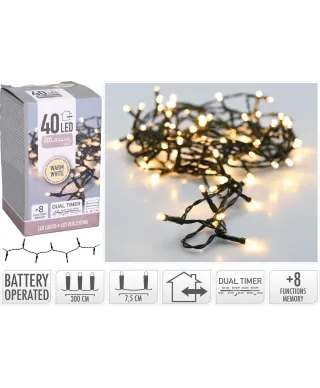 Łańcuch świetlny LED 40 B/O CIEPŁA BIEL