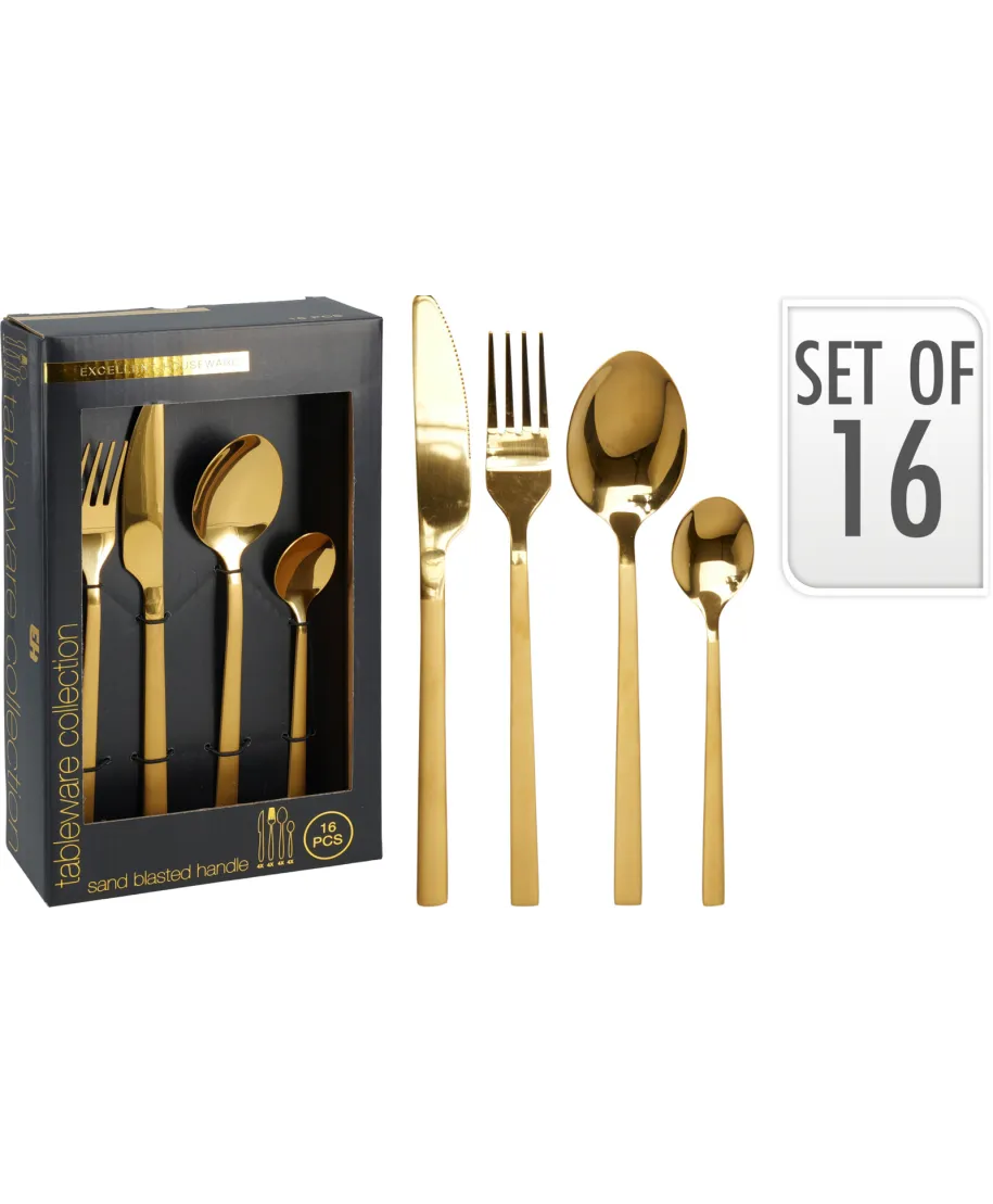 ZESTAW SZTUĆCÓW 16 SZT. ZŁOTY KOLOR