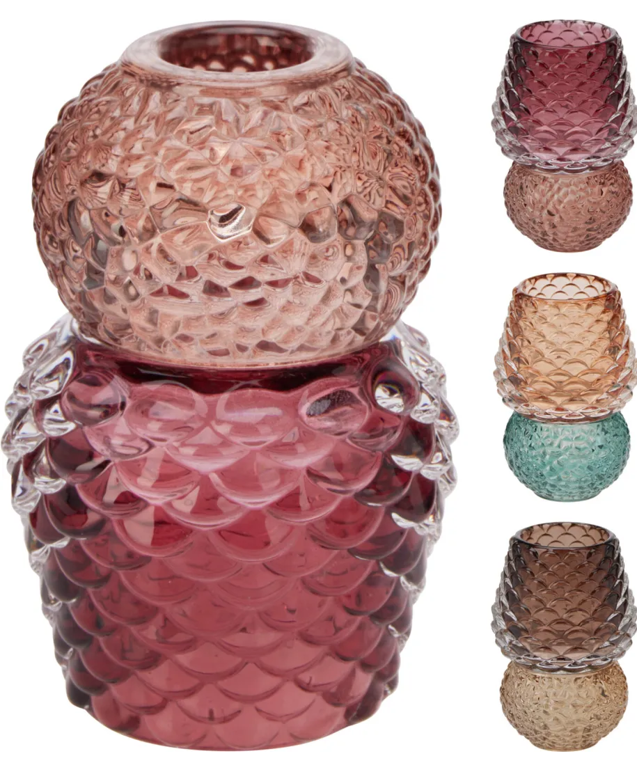 Świecznik szklany 108mm 3ass