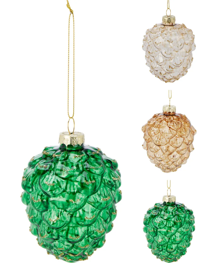 Bombka szyszka  7X9CM 3ASS