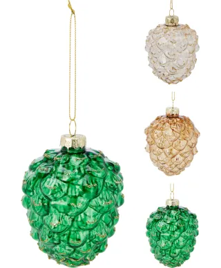 Bombka szyszka  7X9CM 3ASS